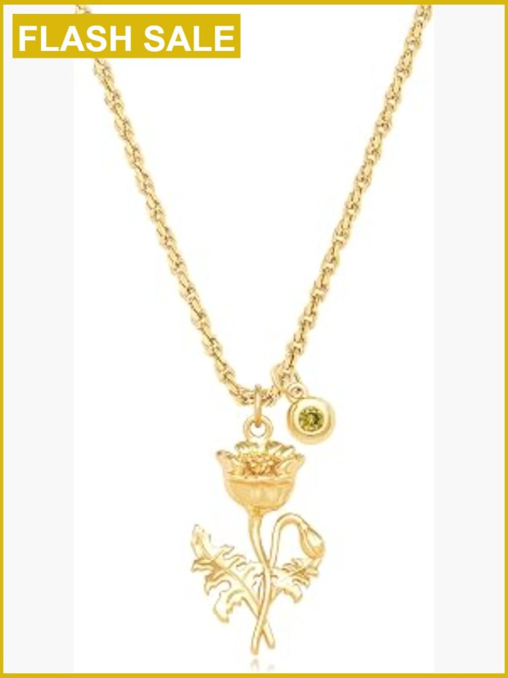 Birth Flower Necklace Gold Pendant 18K Plated Floral Jewelry for Women